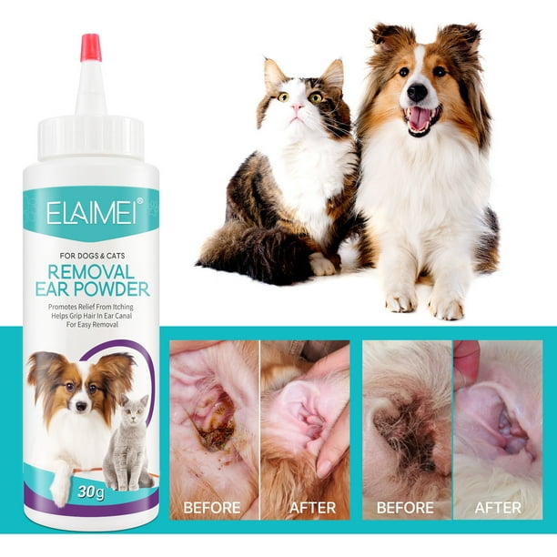Polvo para depilar orejas de mascotas, sin dolor, elimina el olor, polvo seco con aroma, desodoriza el canal auditivo para gatos y perros.