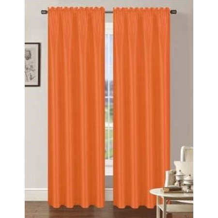 Set Of 2 Terri Faux Silk Rod Pocket Top Curtains 63 Long Orange