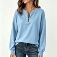 thumbnail image 4 of NominalSnug Womens Fleece Sweatshirts with Pockets Half Zip Cotton Pullover Tops Quarter Zipper Hoodies Fall Winter Clothing, 4 of 8