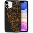 thumbnail image 1 of Case Yard Wooden Case for iPhone-11 Soft TPU Silicone cover Slim Fit Shockproof Wood Protective Phone Cover for Girls Boys Men and Women Supports Wireless Charging Cross Skull Design, 1 of 7