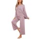 thumbnail image 4 of Conjuntos de lounge para mujeres INSPIRE CHIC, de manga larga y pantalones jogger, 2 piezas, pijamas sueltos, ropa de dormir, loungewear, M Rosa, 4 of 6