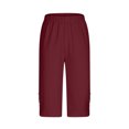 thumbnail image 7 of Oplxuo Women's Capri Dress Pants High Waisted Slacks Stretchy Button Decor Business Casual Cropped Office Pants, 7 of 7