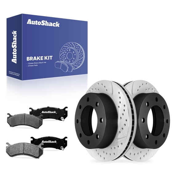 AutoShack Front Vented Drilled & Slotted E-Coated Brake Rotors   Ceramic Pads 6-PC Brake Kit Replacement for 2007 GMC Sierra 1500 Classic 2001-2006 GMC Sierra 1500 ShadowGuard 12.8" (325 mm)
