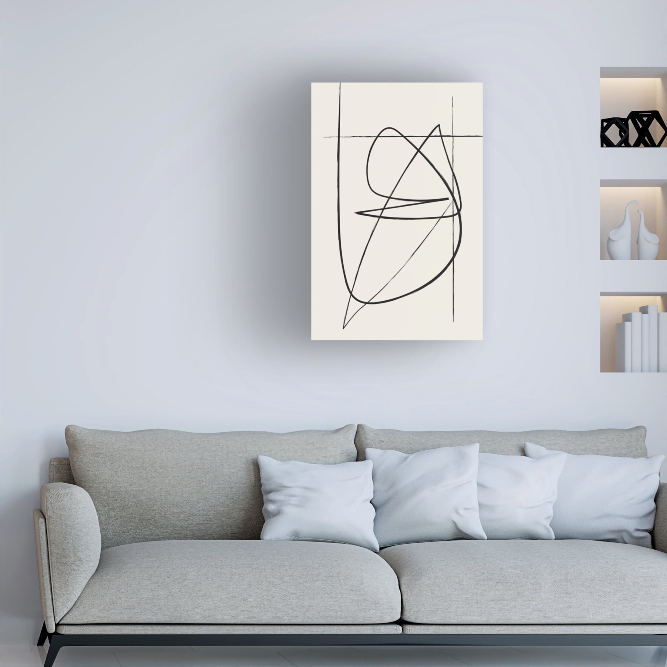 Trademark Fine Art Oju Design  Beige Lines Canvas Wall Art