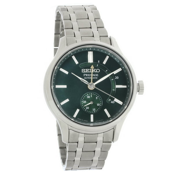 Seiko Mens Presage Power Reserve Green Dial Automatic Watch SSA397 -  