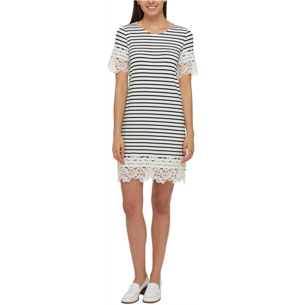 Tommy Hilfiger Womens Lace-Trim Shirt Dress, White, X-Large