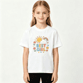 thumbnail image 2 of Best Girl Sun Rainbow Girls Graphic Tee, Cute Retro Flower 100% Cotton Kids Short Sleeve T-Shirt 4-13Y, 2 of 5
