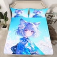 thumbnail image 2 of Feelyou Japanese Anime Girl Full Size Sheets, Cherry Blossoms Floral Bed Sheets, 4-Piece, 2 of 7