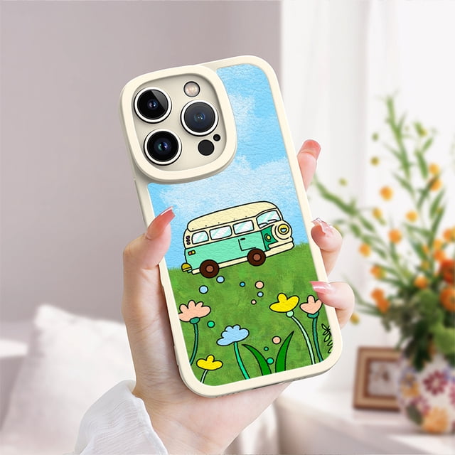 Manténgase a la moda con esta elegante y resistente funda de goma TPU a prueba de golpes para teléfono adornada con un estampado creativo de dibujos animados para iPhone