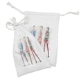 thumbnail image 2 of Fashion Fabric Pouch Set of 2, Watercolor Design Hand Drawn Sketch of Young Women in Clothes Print, Small Drawstring Bag for Toiletries Masks and Favors, 9" x 6", Multicolor, by Ambesonne, 2 of 2
