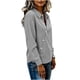 thumbnail image 5 of Camiseta de Solapa de Rayas Sueltas de Manga Larga de las Mujeres con Botón de Cuerda Elástica, Malla Estilo Superior, 5 of 9
