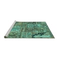 thumbnail image 2 of Ahgly Company Machine Washable Indoor Square Patchwork Turquoise Blue Transitional Area Rugs, 4' Square, 2 of 4