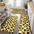 thumbnail image 2 of Black White Checker Sunflower Pattern Kitchen Rugs Sets Of 3,Kitchen Runner Rugs Non Skid Washable,Decorative Kitchen Floor Mats for Kitchen,Sink,Laundry,17"x30"+ 17"x47" + 17"x59", 2 of 6