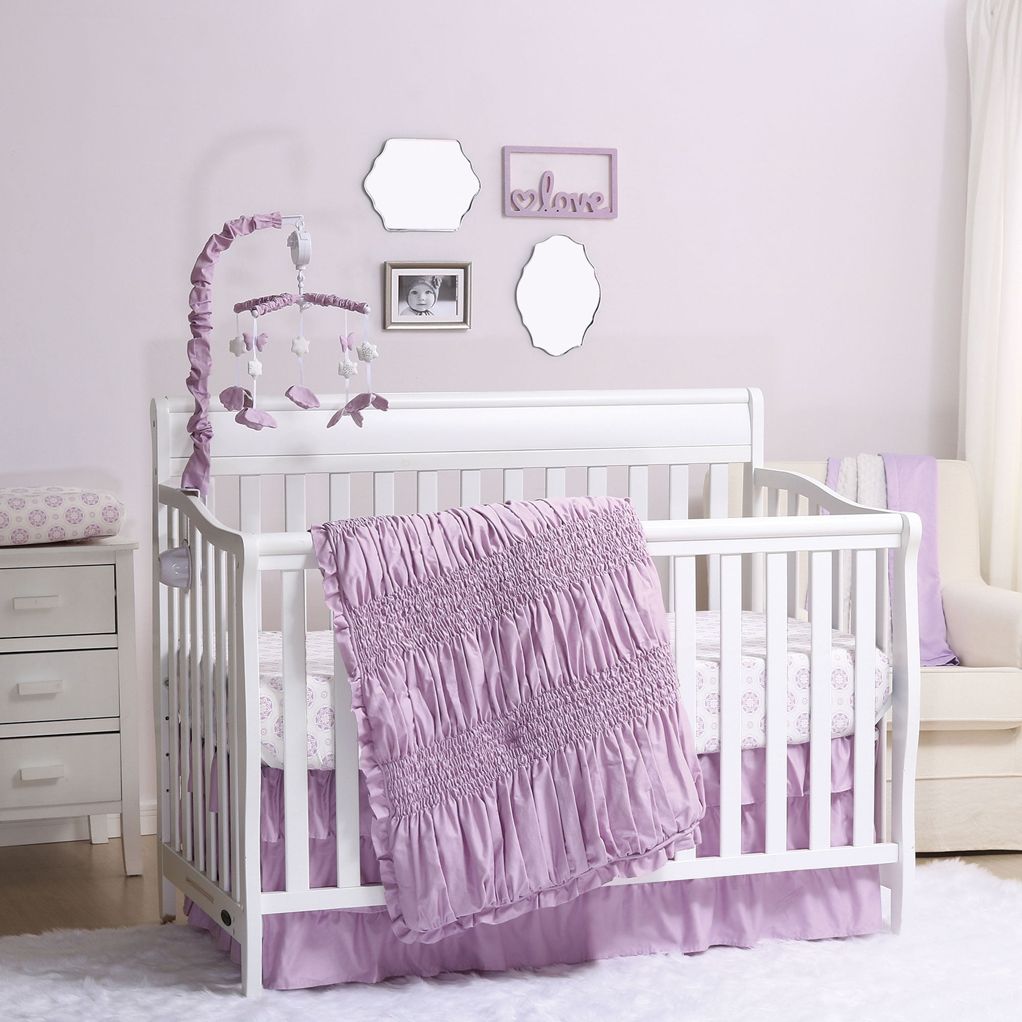 Lilac Kisses Purple Baby Girl Crib Bedding - 11 Piece ...