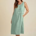 thumbnail image 4 of Vestido de Verano para las Mujeres Playa, Moda Vacaciones Color Sólido sin Mangas Hueco Fuera de la Fiesta Midi para Casual, 4 of 9