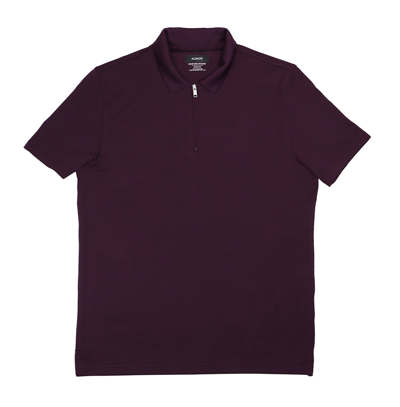 Alfani Mens Shirt Eggplant Large 1/4 Zip Ottoman Knit Polo L