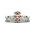 thumbnail image 1 of Beautiful Unique Art Deco 2.00 Carat Oval Cut Morganite And Diamond Moissanite Engagement Ring, Wedding Ring, One Matching Band in 925 Sterling Silver With 18k White Gold Plating Gift For Her, 1 of 3