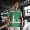 thumbnail image 3 of Wukai Christmas Green Print Men's Short-Sleeved Mesh T-Shirt,Quick-Dry Short Sleeve Workout T-Shirt-X-Large, 3 of 8