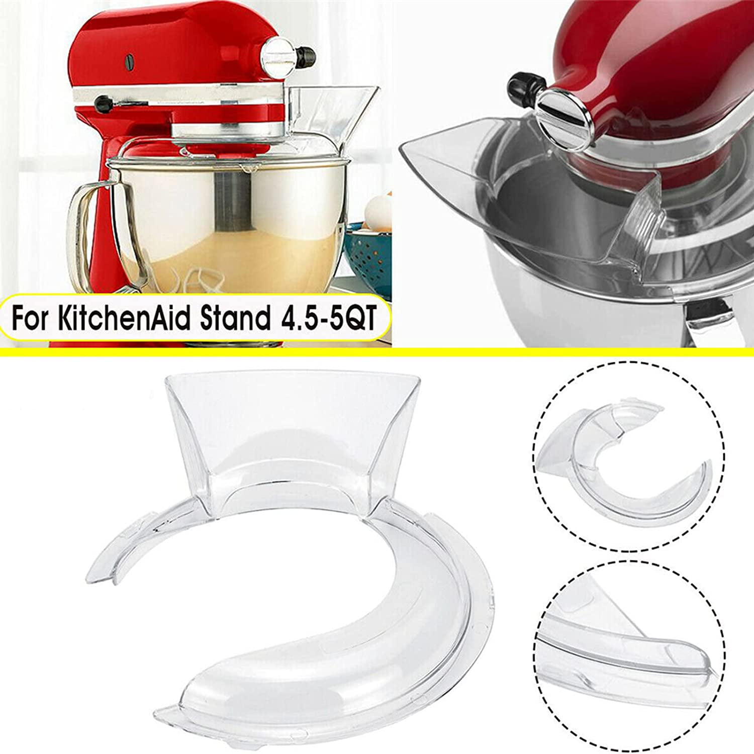 First4spares Pouring Shield for KitchenAid 4-1/2 and 5-Quart Stand Mixers KN1PS KPS2CL