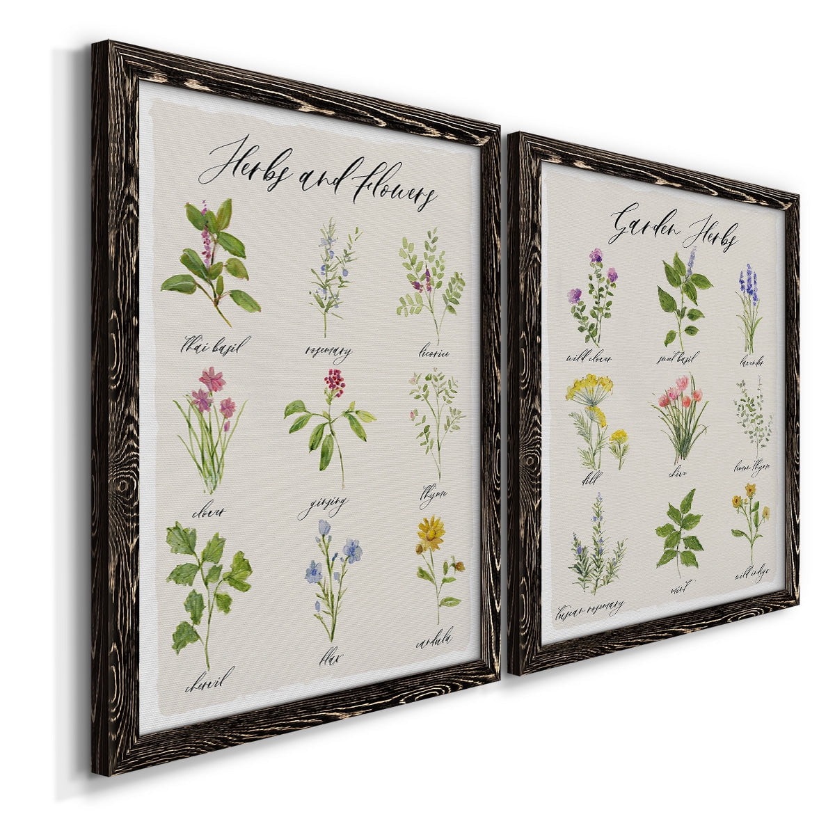 Herbs and Flowers - Premium Framed Canvas 2 Piece Set - Ready to Hang