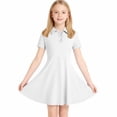 thumbnail image 4 of NTACZA Robe Fille Manches Courtes Athlétique Mini Tennis Robes Ligne A Volant Poche Robe de Golf pour Enfants 130, 4 of 8
