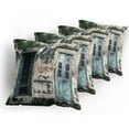 thumbnail image 5 of Ambesonne Rustic Throw Pillow Cover 4 Pack, Doors of Old Rock House, 16", Teal Grey, 5 of 7