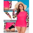 thumbnail image 2 of TIYOMI Plus Size 5X Swimsuit Shirts For Women UPF 50+ Sun Protection Rash Guard Hot Pink Tops Raglan Floral Long Sleeve Pullover Surfing Swim Workout Tops 5XL 26W 28W, 2 of 4