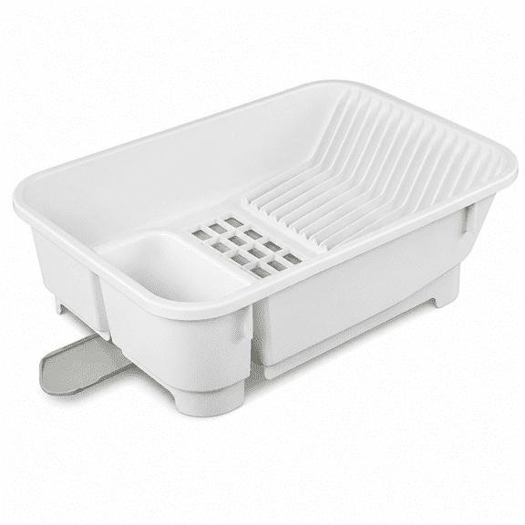 Kitchen Sink Organizer Set with Self-Draining Dish Rack, Drainboard, Cutlery Bin and Retractable Spout, 18.25 x 13.75 x 5.75 in