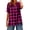 Hot Pink, variant on Staron Summer Tops for Women Casual Checkered Linen Shirt V Neck Short Sleeve Button-Up Loose Blouse, Red XXL