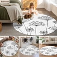 thumbnail image 5 of Round Rug 3.3Ft Washable Non-Slip, Black Dandelion Circle Area Rugs for Living Room Bedroom, Spring Country Modern Minimalist Flower Indoor Floor Mats Carpet Runner for Home Decor Aesthetic, 5 of 8