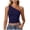 Navy, variant on Women's One Shoulder Tank Tops Sleeveless Slim Fit Cropped Tee Shirt Double Lined Y2k Tops