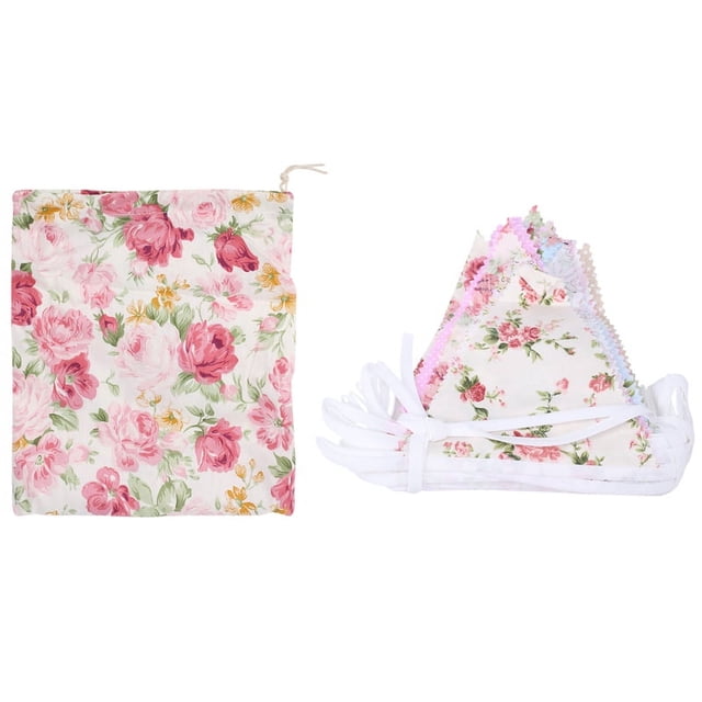 Banderines de Tela 40 Pies, 42 Piezas para Exteriores, Bandera Floral AlgodóN Vintage con Esquinas Fiesta CumpleañOs JardíN