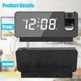 thumbnail image 4 of Evjurcn Digital Projection Alarm Clock for Bedroom LED Digital Clock Projection on Ceiling Wall with USB Charging Port 180Projector 12/24H for Heavy Sleeper, 4 of 8