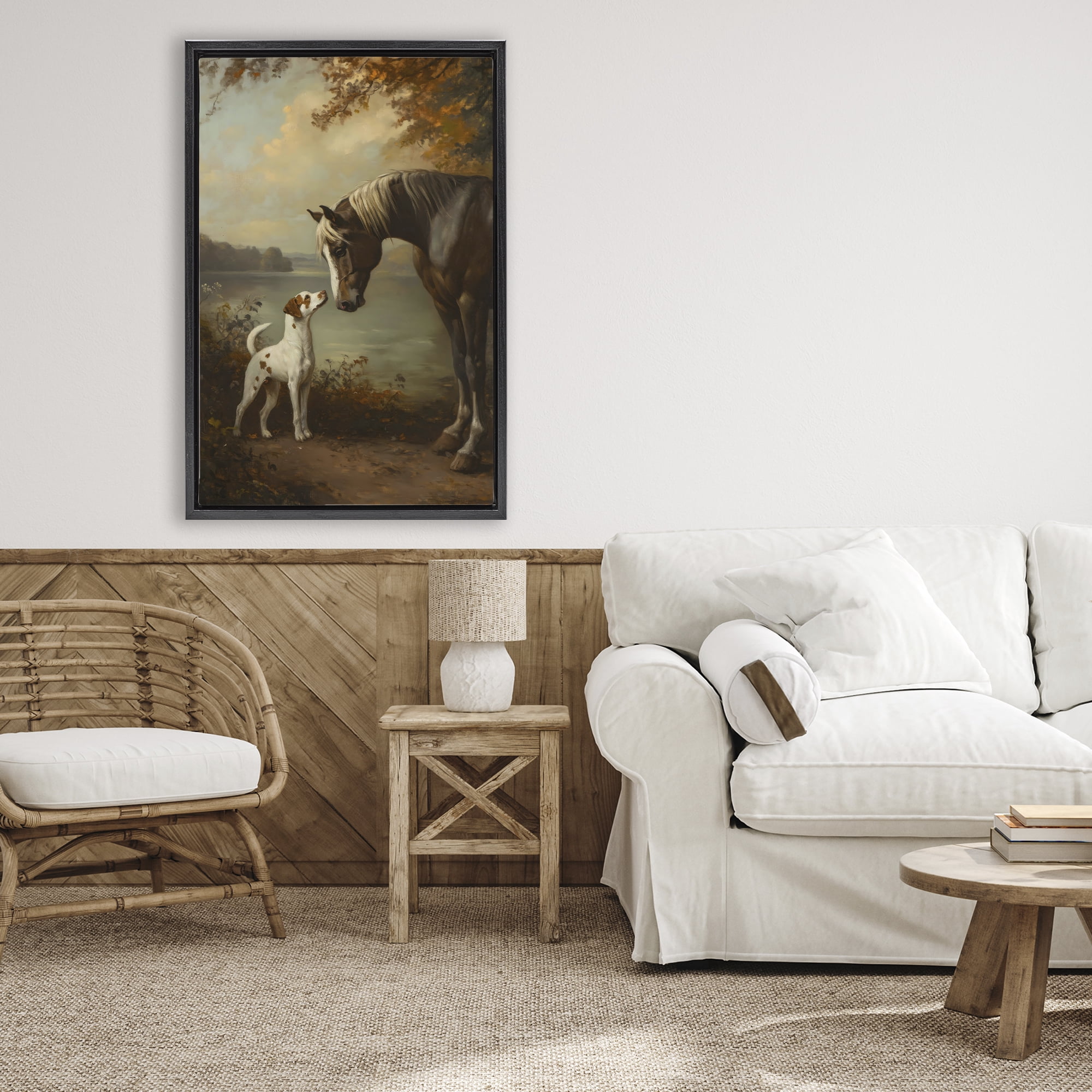 Stupell Industries Autumn Companions Hunting Party Black Framed Floater Canvas Wall Art, design by Petal Prints Design