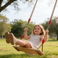 thumbnail image 6 of Wooden Swing, Hanging Tree Swing Seat with Adjustable Rope and Carabiner 300 LBS Large Bearing Capacity for Home Backyard Garden Playing, 1 Set, 6 of 7
