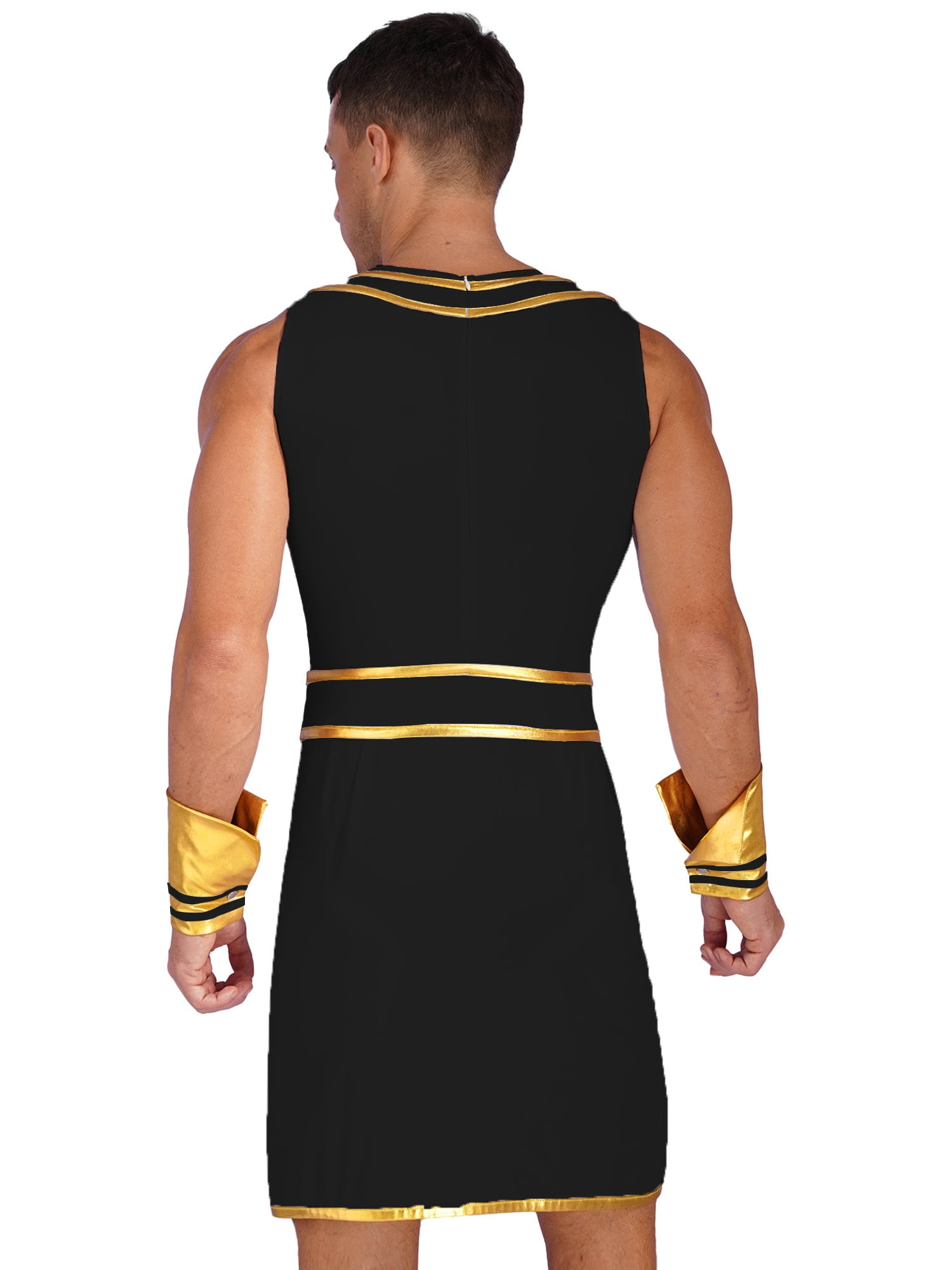 inhzoy Mens 3PCs Mens Ancient Egypt Greek Gladiator Warrior Cosplay Outfits  Black M