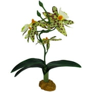 Komodo Silk Orchid Plant with Gravel Base, Aquarium Decor, 14 Inches Tall