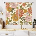 thumbnail image 5 of Flower Floral Spring Kitchen Window Curtains 2 Panels 27.5W x 39H Rod Pocket Retro Cute 70s 60s Pink Orange Retro Boho Funky Blossom Botanical Small Short Door Decor Bathroom Drapery Treatment, 5 of 6