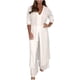 thumbnail image 2 of ICHUANYI Clearance Women's Solid V-Neck Long Sleeve Split Top And Pants Set(White, L) ICHUANYI WER2023080802253, 2 of 6