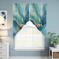 thumbnail image 6 of Turquoise Marble Swag Valances for Windows 2 Pack Abstracts Gold Wave Lines Gradient Texture Swag Kitchen Curtains 36 Inches Long Rod Pocket Short Window Treatment for Kitchen Bathroom 28"x36", 6 of 9