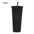 thumbnail image 2 of YAHHU 24oz Double-Walled Studded Tumbler with Lid and Straw, Reusable Matte Plastic Travel Cup for Iced Coffee Water Tea, Leakproof Large Capacity Cold Beverage Mug, Black, 2 of 7