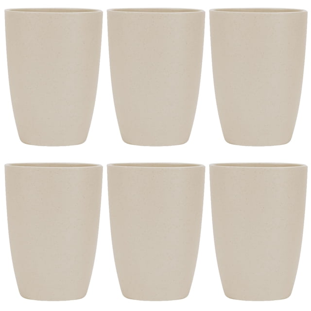 Vasos reutilizables de paja de trigo LuckyZone 355 ml, set de 6, beige