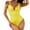 Yellow-12, variant on Lopeceal Women's One Piece Swimsuit Slimming Tummy Control Bathing Suit Deep V Neck Color Block Lace Up Back Swimwear