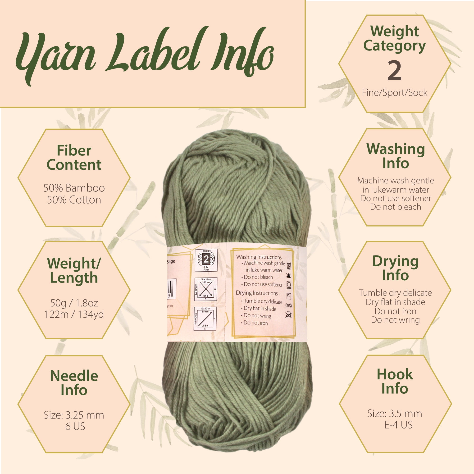 JubileeYarn Bamboo Cotton Sport Yarn - Shades of Brown - 4 Skeins