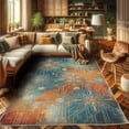 thumbnail image 2 of Ambesonne Abstract Decorative Rug Carpet, Futurist Floral Lines Art, 5' 1" X 7' 5", Vermilion and Sea Blue, 2 of 5