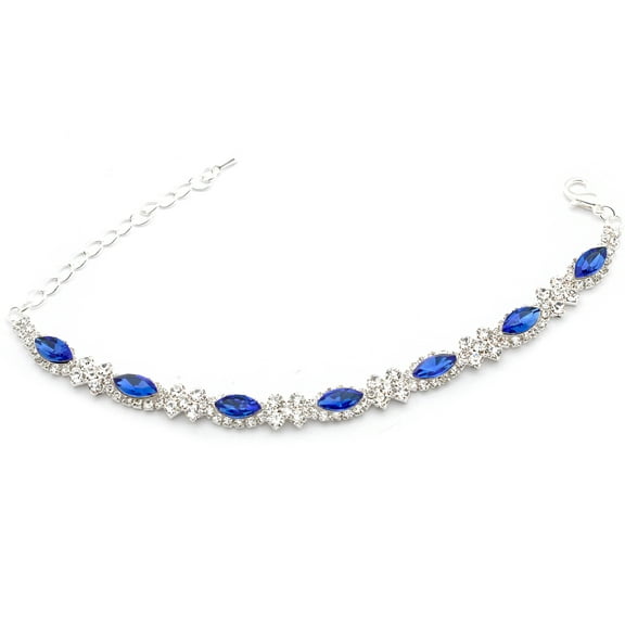 Fashion Bracelet Silver Plating Sapphire Rhinestone Link Bracelet