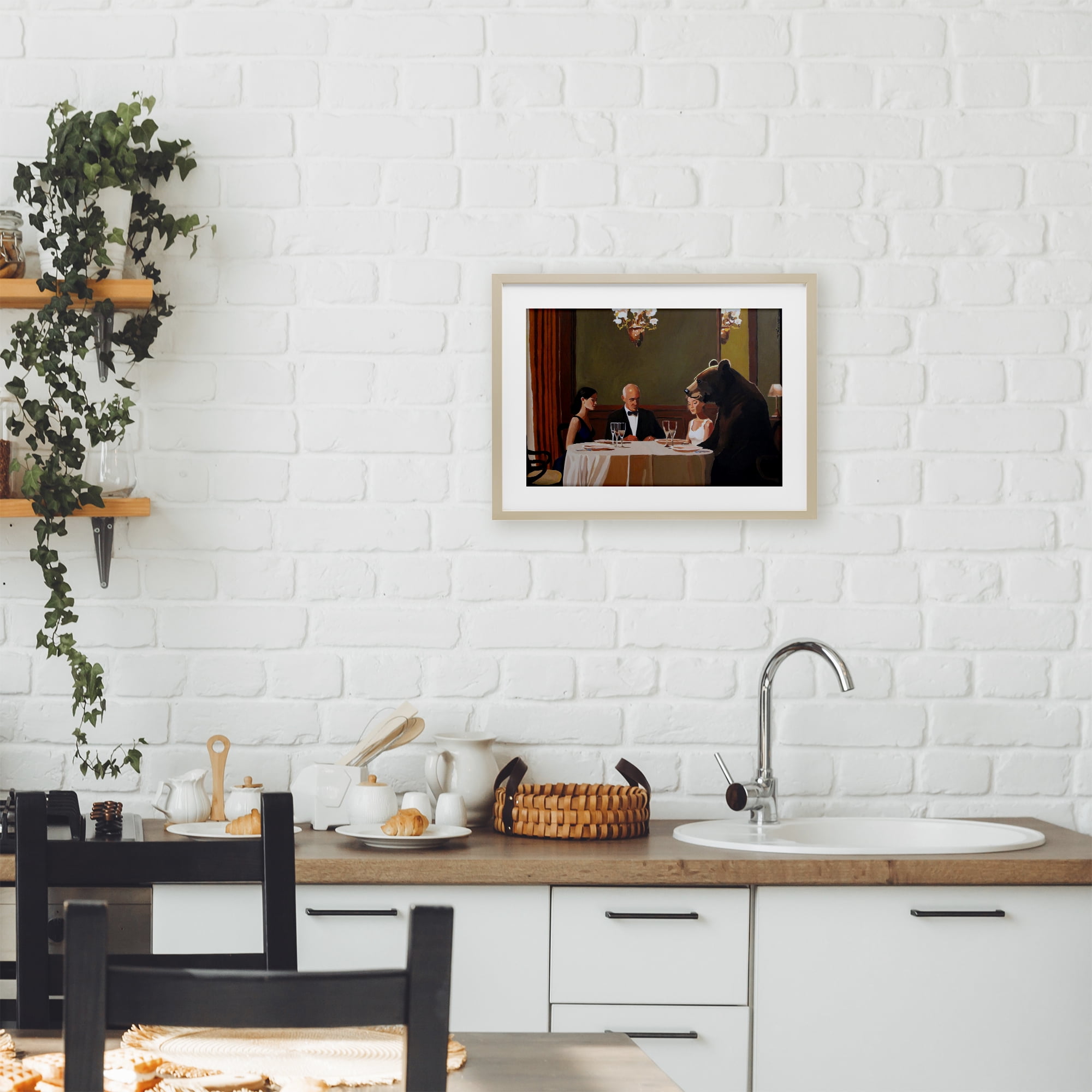 Dinner Guests & Steve Birch Framed Print Under Glass, design by Keith Thomson