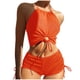 thumbnail image 2 of Traje de baño para mujer, conjunto de bikini sin espalda con cuerpo dividido de color sólido para mujer, trajes de baño para mujer, 2 of 5