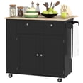 thumbnail image 1 of Black Kitchen Island Cart with Power Outlets & Drop Leaf | Rolling Storage Island for Kitchen, Dining & Entryway | 39.7" x 29.3", 1 of 7