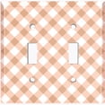 thumbnail image 2 of Metal Light Switch Wall Plate Outlet Cover (Tan Gingham Picnic Wallpaper - Double Toggle), 2 of 2